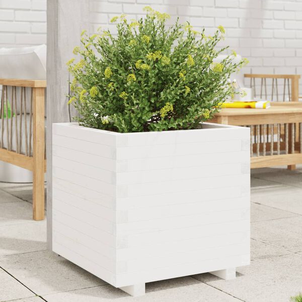 vidaXL Jardinera madera maciza de pino blanco 60x60x49,5 cm