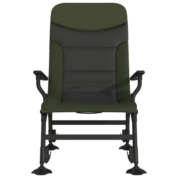 vidaXL Silla de pesca con reposabrazos plegable verde