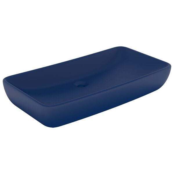 vidaXL Lavabo rectangular de lujo cerámica azul oscuro mate 71x38 cm