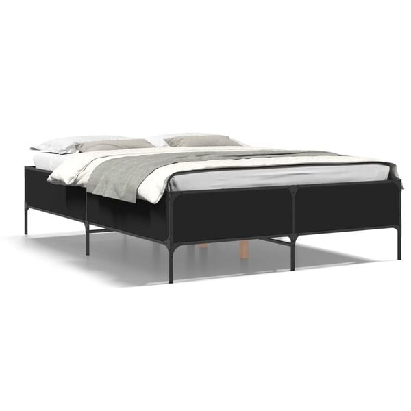 vidaXL Estructura de cama madera de ingenier&iacute;a y metal negro 120x190cm