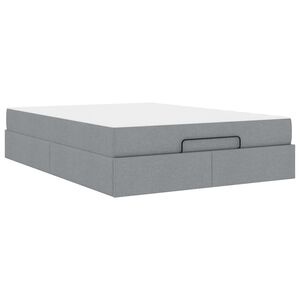 vidaXL Estructura de cama con colch&oacute;n 2 pcs Gris claro tela