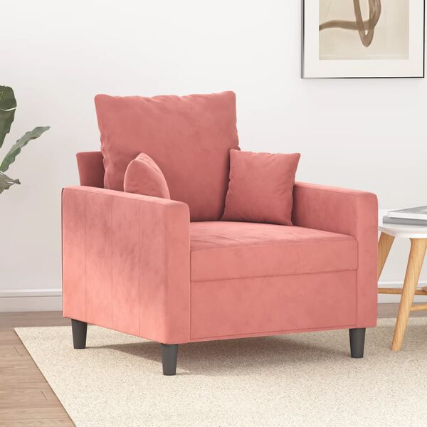 vidaXL Sill&oacute;n de terciopelo rosa 60 cm