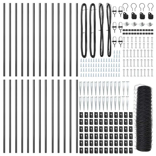 vidaXL Poste de Valla Gris 50 x 0,6 m (malla de 36 mm) Acero y PVC