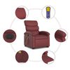 vidaXL Sill&oacute;n de masaje elevable el&eacute;ctrico cuero artificial rojo tinto