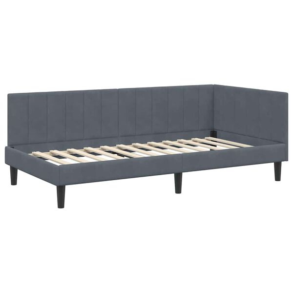 vidaXL Estructura de cama en esquina Gris oscuro 90 cm x 190 cm
