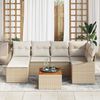 vidaXL Conjunto de sofá de jardín 7 pcs Beige y blanco