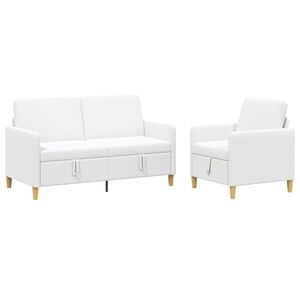 vidaXL Juego de Sof&aacute;s con Almacenamiento 2 uds. Blanco Poli&eacute;ster