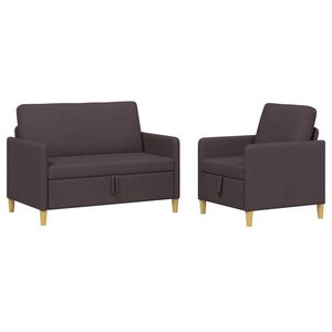 vidaXL Juego de Sof&aacute;s con Almacenamiento 2 uds. Marr&oacute;n Oscuro