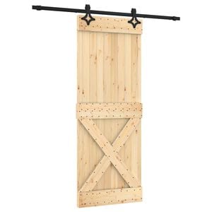 vidaXL Puerta Corredera Natural y negro 80 x 210 cm
