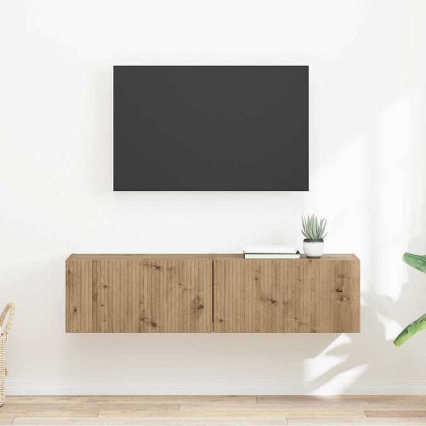 vidaXL Mueble de TV Montado en la Pared 2 pcs Roble Artesanal