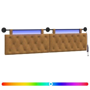 vidaXL Cabecero colgante Con luz LED Marr&oacute;n Terciopelo
