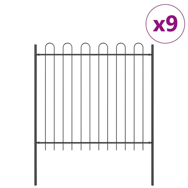 vidaXL Valla de Jard&iacute;n 9 pcs Gris 15,3 x 1,5 m
