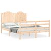 vidaXL Estructura de cama de matrimonio con cabecero madera maciza