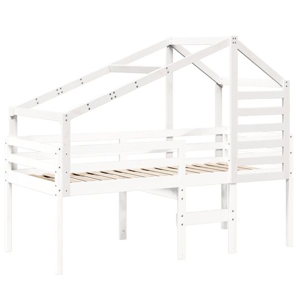 vidaXL Techo de cama infantil madera maciza pino blanco 198x87x113 cm