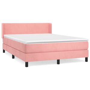 vidaXL Cama box spring con colch&oacute;n terciopelo rosa 140x190 cm