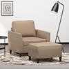vidaXL Sill&oacute;n con taburete cuero sint&eacute;tico color capuchino 60 cm