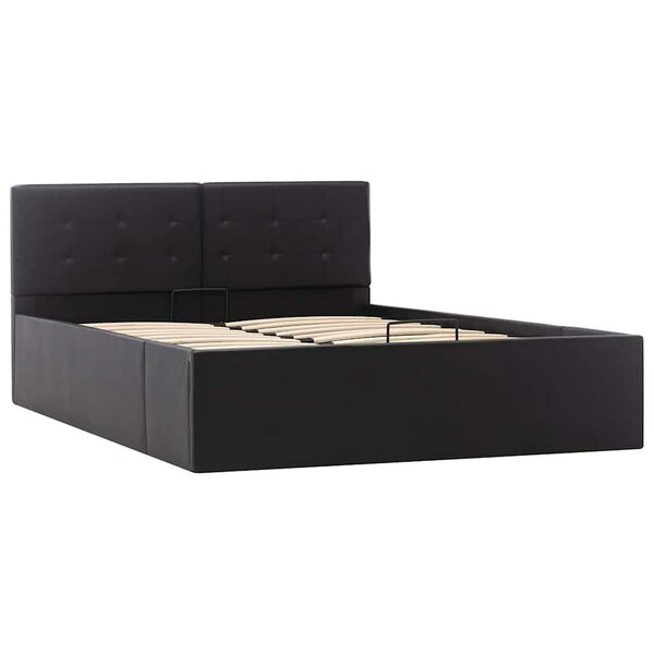 vidaXL Cama canap&eacute; hidr&aacute;ulica cuero sint&eacute;tico negro 120x200 cm
