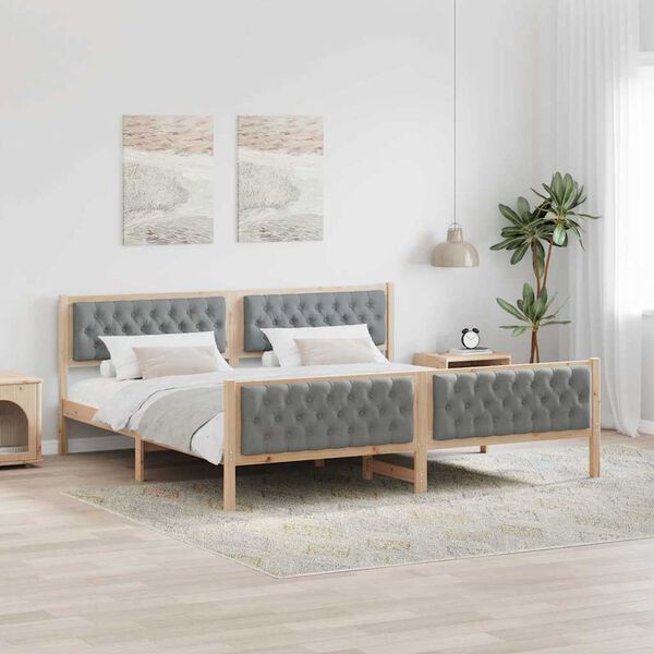 vidaXL Estructura de cama con cabecera Gris Claro 200 x 200 cm