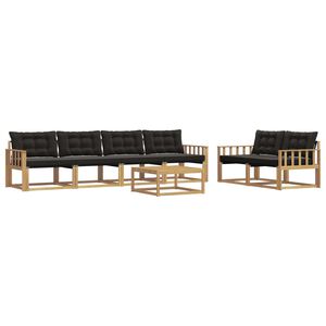 vidaXL Conjunto de sof&aacute;s de exterior 7 uds. Blanco y Negro