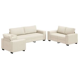 vidaXL Sof&aacute; 3 uds. Beige Tejido mezcla de lino