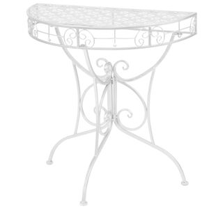 vidaXL Mesa auxiliar vintage metal semicircular 72x36x74 cm plateada