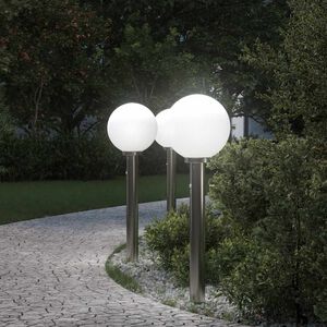 vidaXL Balizas luminosas con sensor, 3 unidades, 80 cm, acero inoxidable, IP44