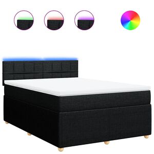 vidaXL Cama box spring con colch&oacute;n tela negro 140x200 cm