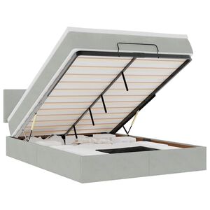 vidaXL Estructura cama otomana con colch&oacute;n gris claro 140x200cm