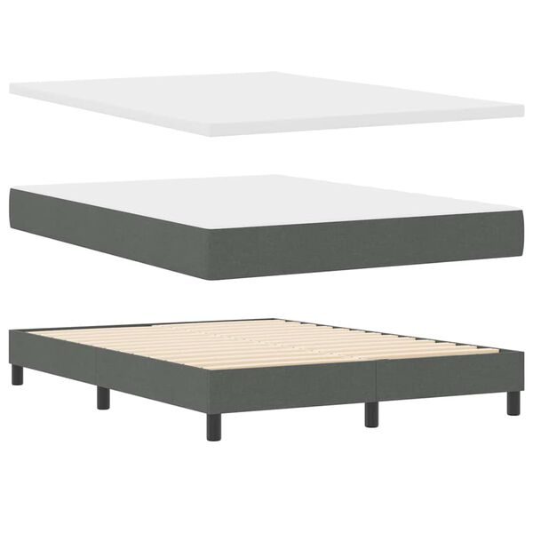 vidaXL Cama tipo Box Spring con colch&oacute;n Gris oscuro 140 x 190 cm tela