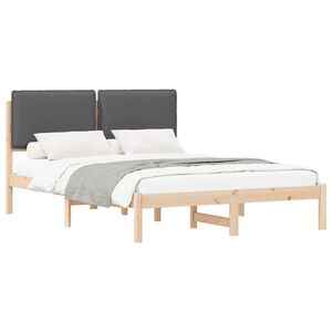 vidaXL Estructura de Cama con Cabecera Tapizada Gris oscuro