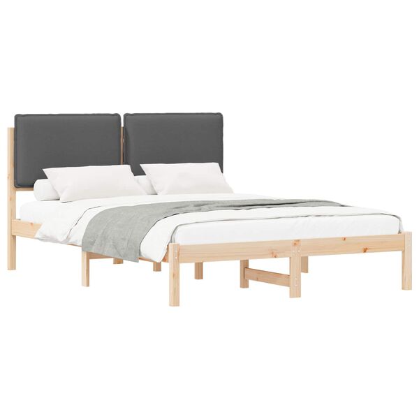 vidaXL Estructura de Cama con Cabecera Tapizada Gris oscuro