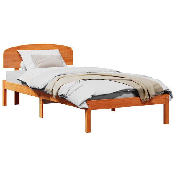 vidaXL Estructura de cama con cabecera Marr&oacute;n cera 90 x 190 cm