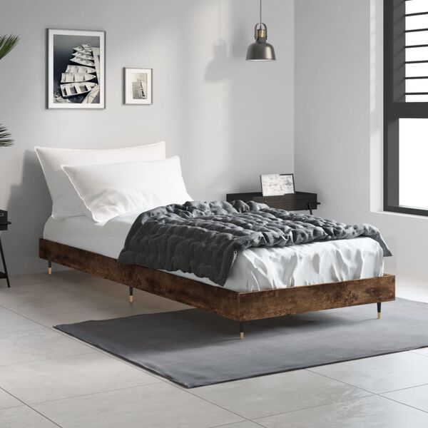 vidaXL Estructura cama sin colch&oacute;n madera roble ahumado 75x190 cm