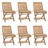 vidaXL Sillas de jard&iacute;n plegables 6 uds madera maciza teca con cojines