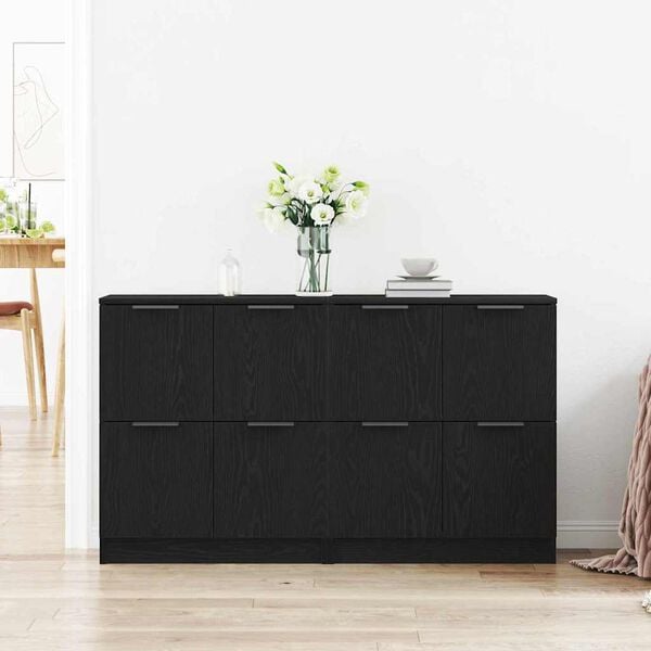 vidaXL Aparador Roble negro 180 x 30 x 70 cm Madera contrachapada