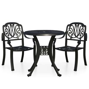 vidaXL Mesa y sillas de bistr&oacute; 3 piezas aluminio fundido negro