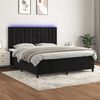 vidaXL Cama box spring colch&oacute;n y LED terciopelo negro 160x200 cm