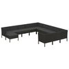 vidaXL Set muebles de jard&iacute;n 12 pzas y cojines rat&aacute;n sint&eacute;tico negro