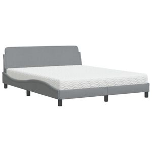 vidaXL Cama con colch&oacute;n Dover de tela gris claro 160x200 cm