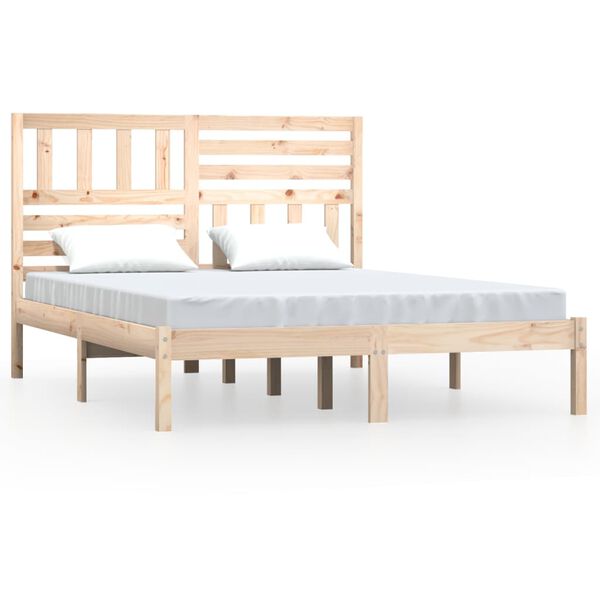 vidaXL Estructura de cama madera maciza de pino 135x190 cm
