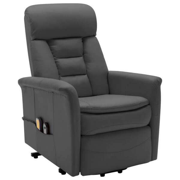 vidaXL Sillón elevable de cuero sintético gris antracita