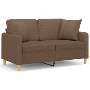 vidaXL Sof&aacute; de 2 plazas con cojines tela marr&oacute;n 120 cm