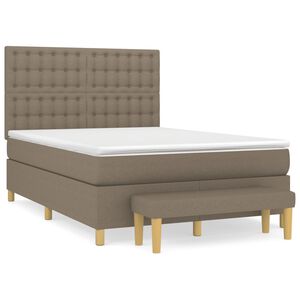vidaXL Cama box spring con colch&oacute;n tela gris taupe 140x200 cm