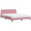 vidaXL Cama con colch&oacute;n Dover terciopelo rosa 160x200 cm