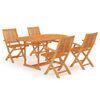 vidaXL Conjunto de comedor de jard&iacute;n 5 piezas madera maciza de teca
