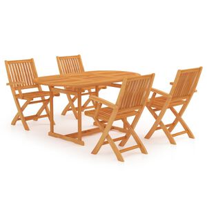 vidaXL Conjunto de comedor de jard&iacute;n 5 piezas madera maciza de teca
