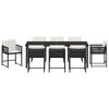 vidaXL Conjunto de Comedor de Jard&iacute;n 9 pcs Negro rat&aacute;n sint&eacute;tico