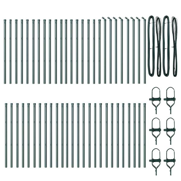 vidaXL Poste de cerca Otro 52 pcs Verde 3,2 x 3,2 x 120 cm Acero