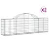 vidaXL Cestas gaviones 2 uds forma de arco hierro 200x30x60/80 cm