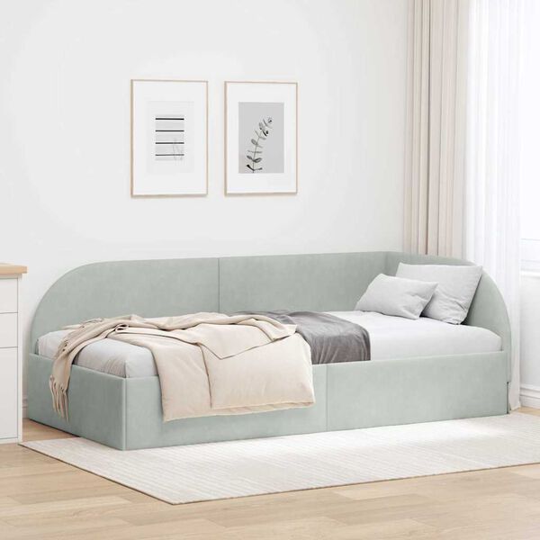 vidaXL Estructura de cama en esquina Gris Claro 100 cm x 200 cm